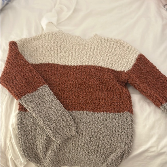 Colorblock Knit Sweater - Rust, Cream, and Gray - Picture 1 of 1
